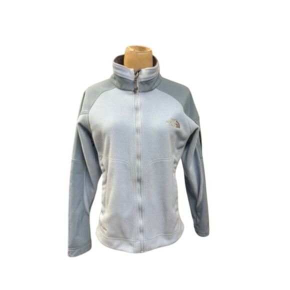 "THE NORTH FACE" 2 Tone Blue Fleece Women's Zip Fleece SZ S INSIDE LINER SNAPS - Picture 1 of 16